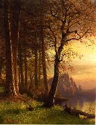 Albert Bierstadt Sunset in Californa Yosemite oil on canvas